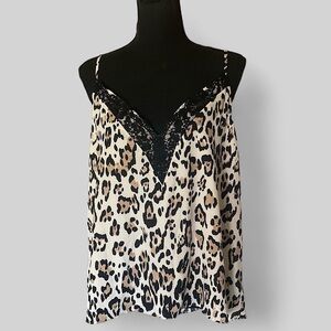 Animal Print V-Neck Lace Camisole for Layering
